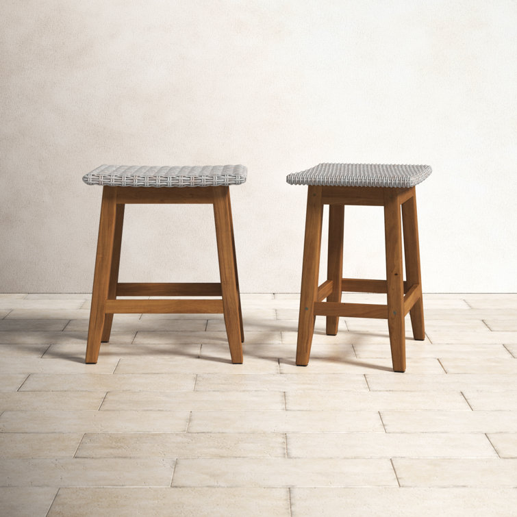 Nicole 24 Teak Backless Outdoor Bar Stool Reviews Birch Lane